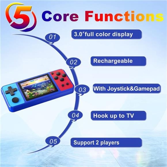 Handheld Game Console for Kids Preloaded 270 Classic Retro Games (Blue) - Picture 3 of 7